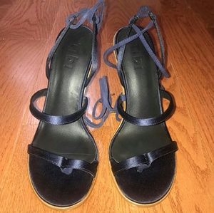 Tibi Midnight Blue Amber Lace-up Satin Sandals
